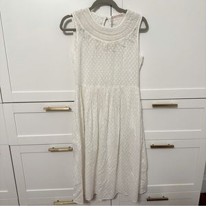 Banjanan white cotton midi dress extra small xxs xs sleeveless embroidery